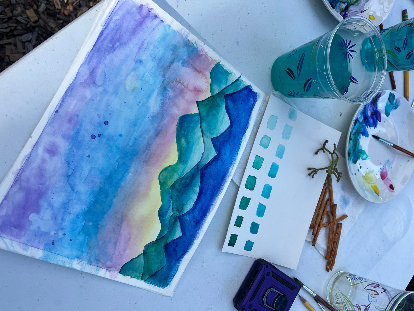 Watercolor Mountains & Moon Phases - Thursday July 2nd, 5:30-7:30pm