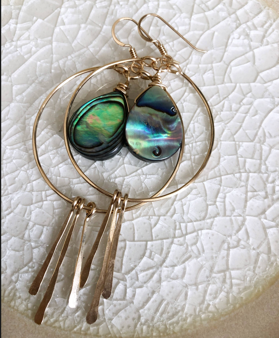 Circle Hoops with Abalone and Spikes