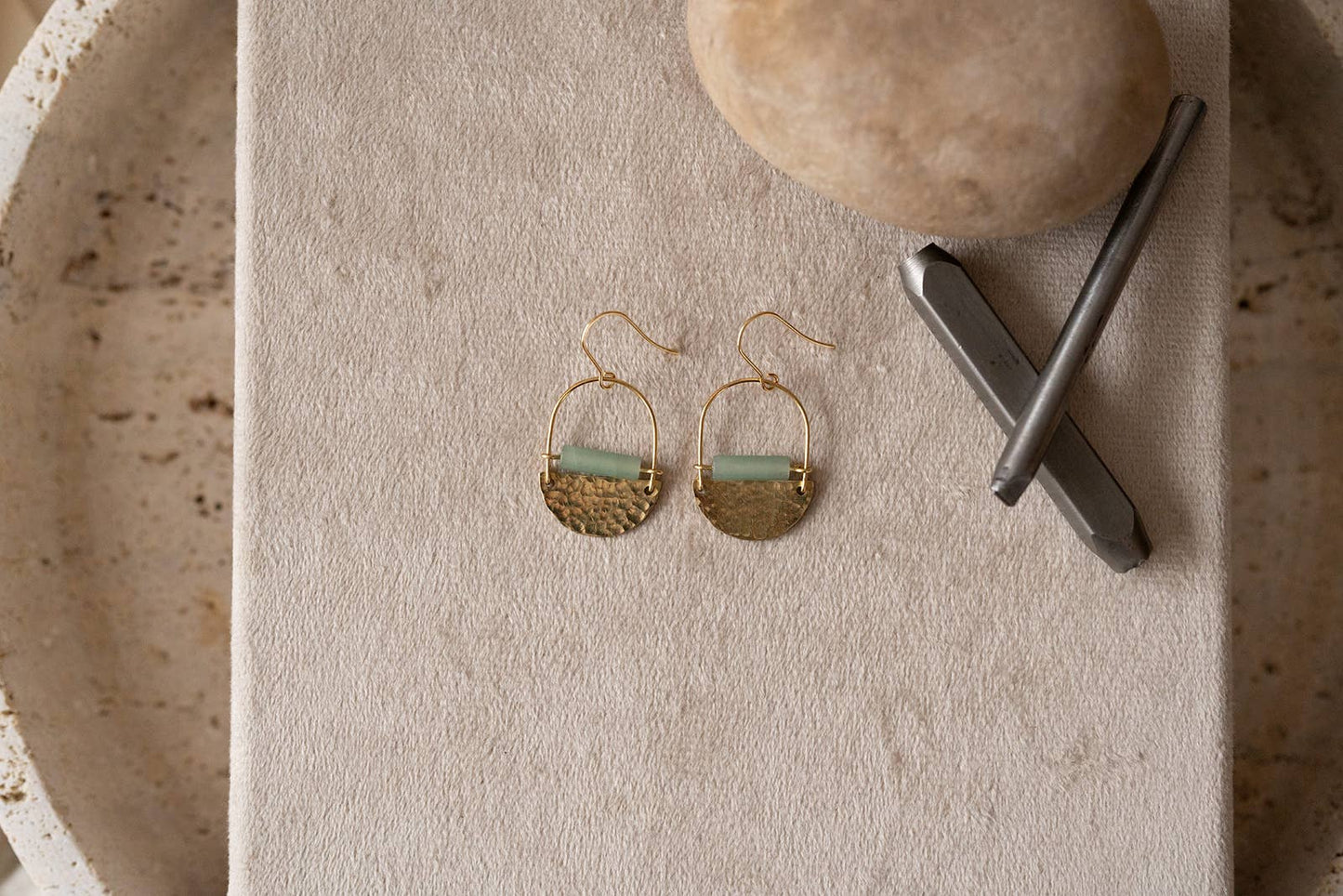 Mini Drop Earrings - Green Aventurine