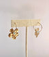 Gold Filled Hoop Hammered Brass Flower Earrings - Light Blue