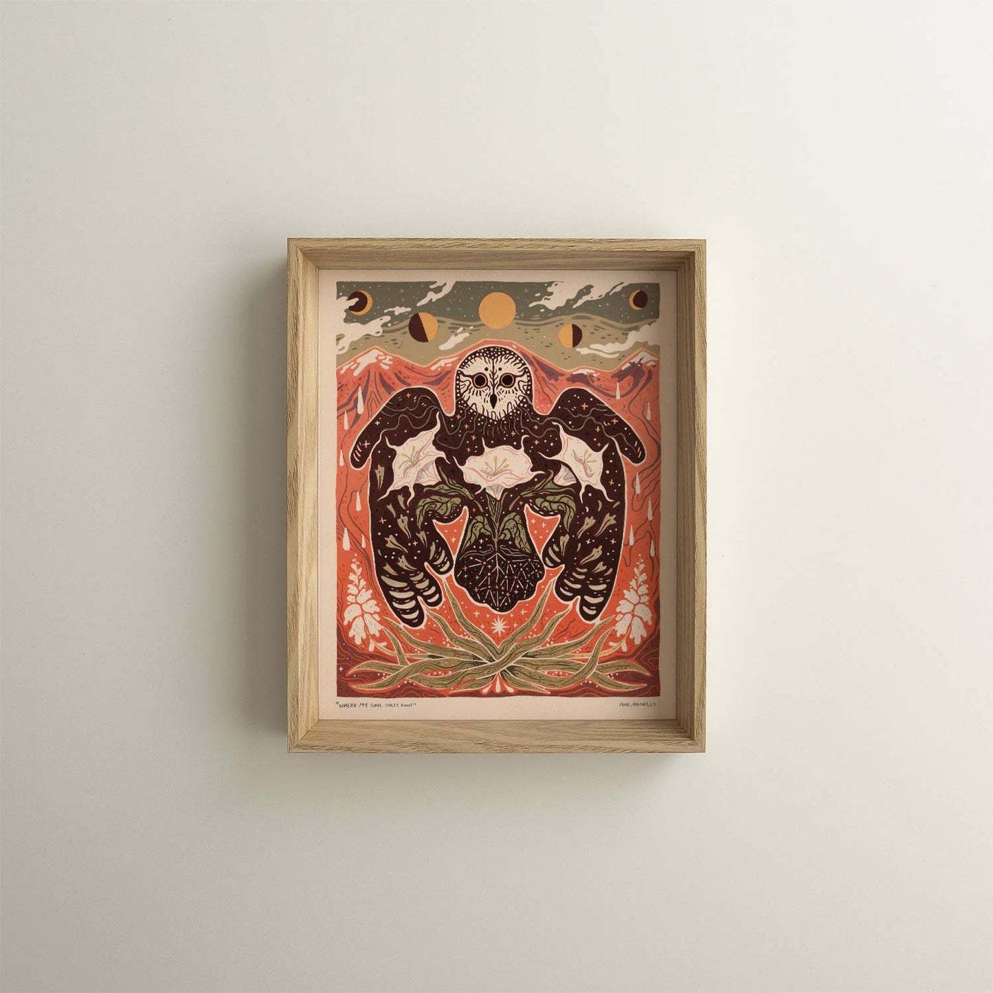 Moonflower Owl Art Print  