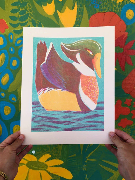 Duck Series: Wood Duck Risograph Print