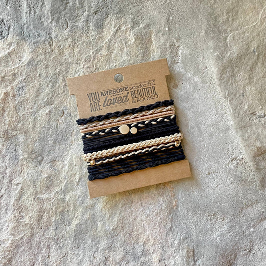 Boho Hair Ties- Black & Tan