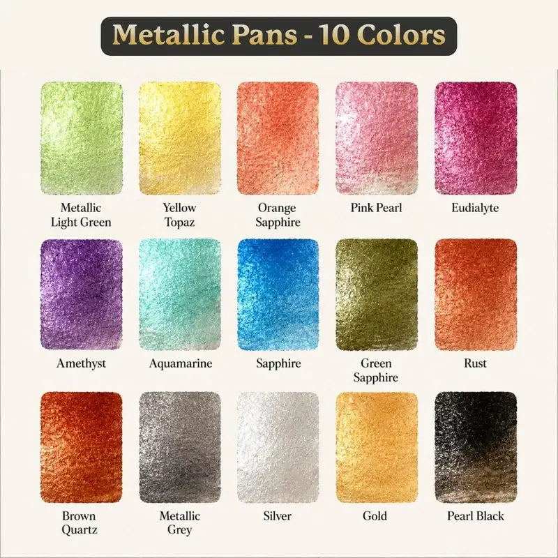 Watercolor Pans- Metallic | Nano Cork Palette | Case of 5
