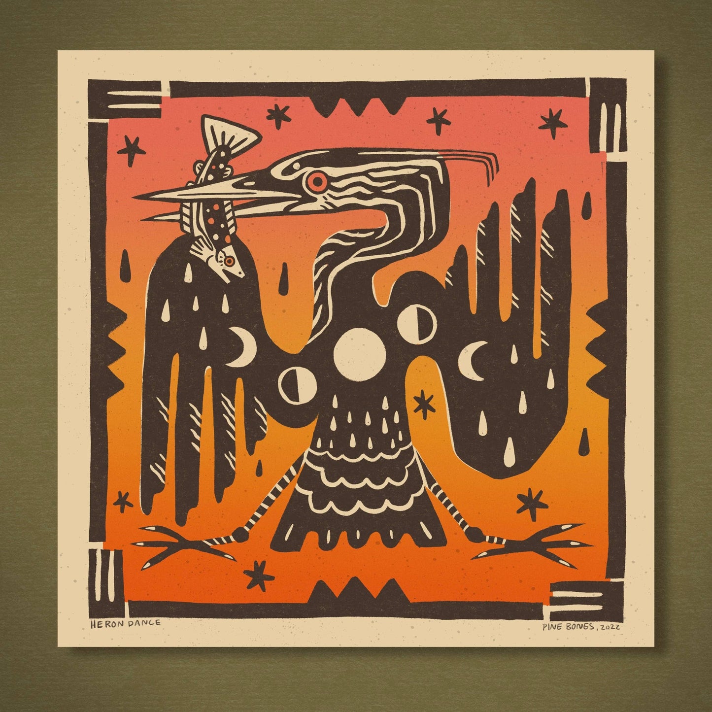 Heron Dance - 8x8 Nature Wilderness Art Print  
