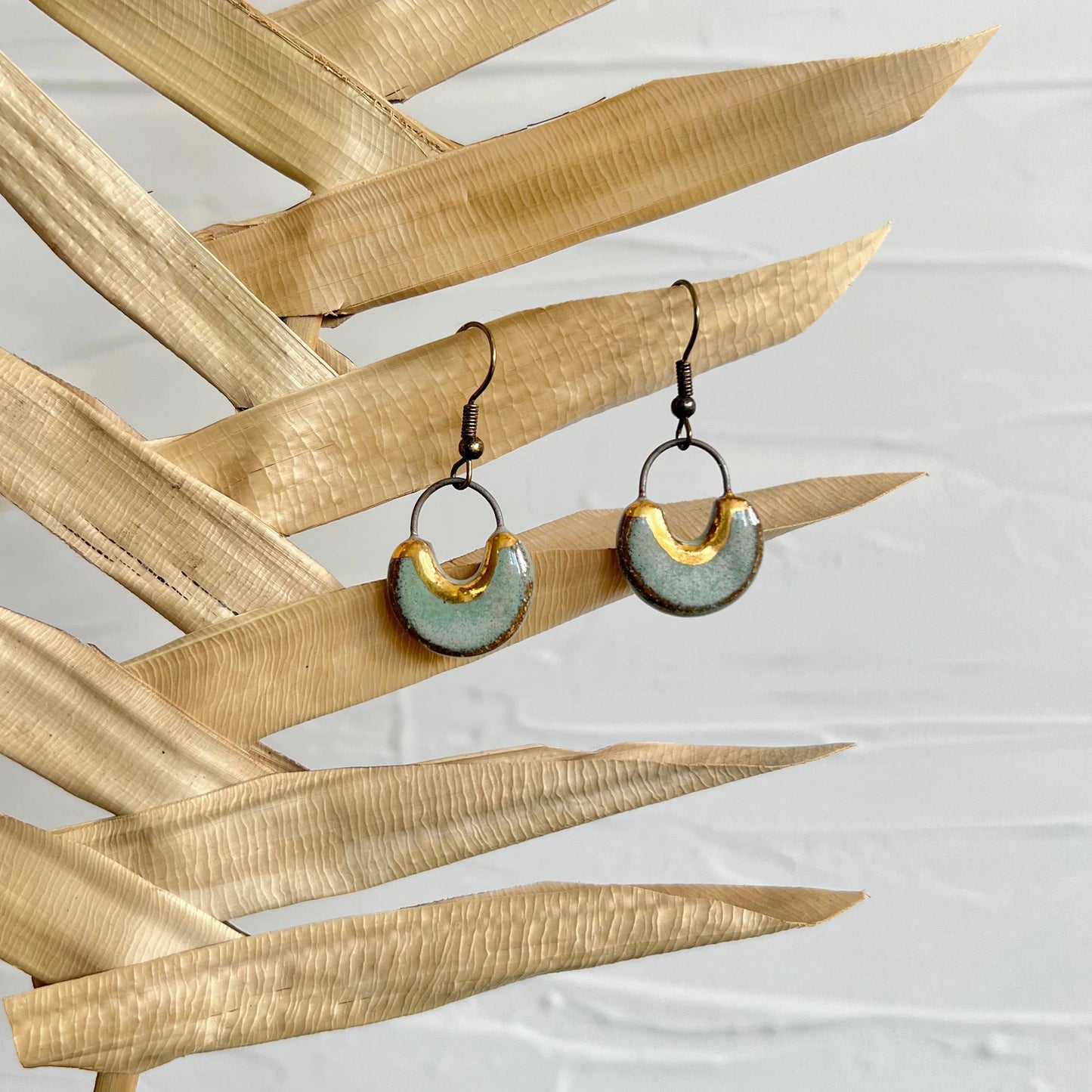 Turquoise Small Hoop Ceramic Earrings