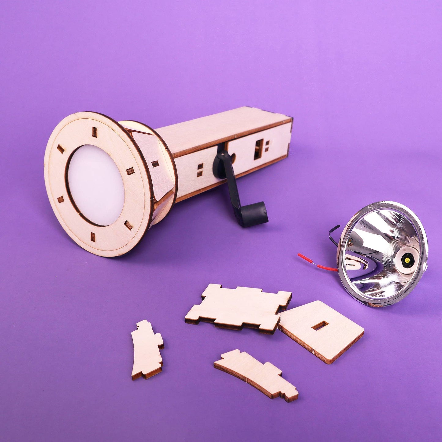 Hand-Crank Flashlight DIY Kit, Educational STEM Toy for Kids