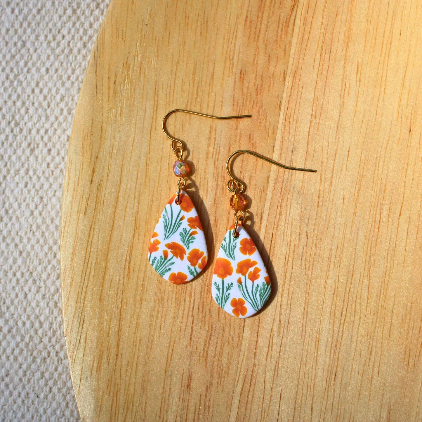 California Poppy in Rhea Earrings
