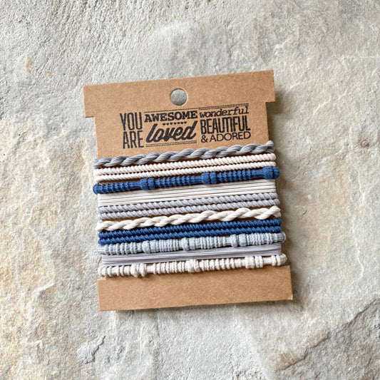 Boho Hair Ties | Blue & Cream