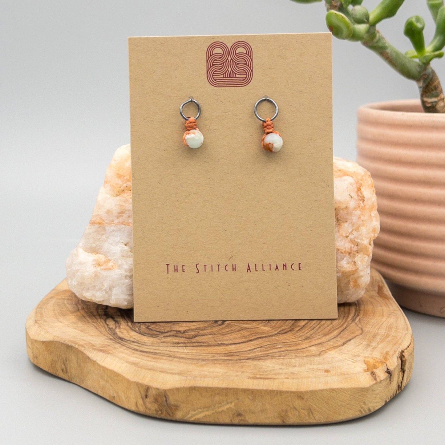 Aqua Terra Jasper MIni Dangle Earrings - Oxidized Sterling