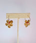 Gold Filled Hoop Hammered Brass Flower Earrings - Pink