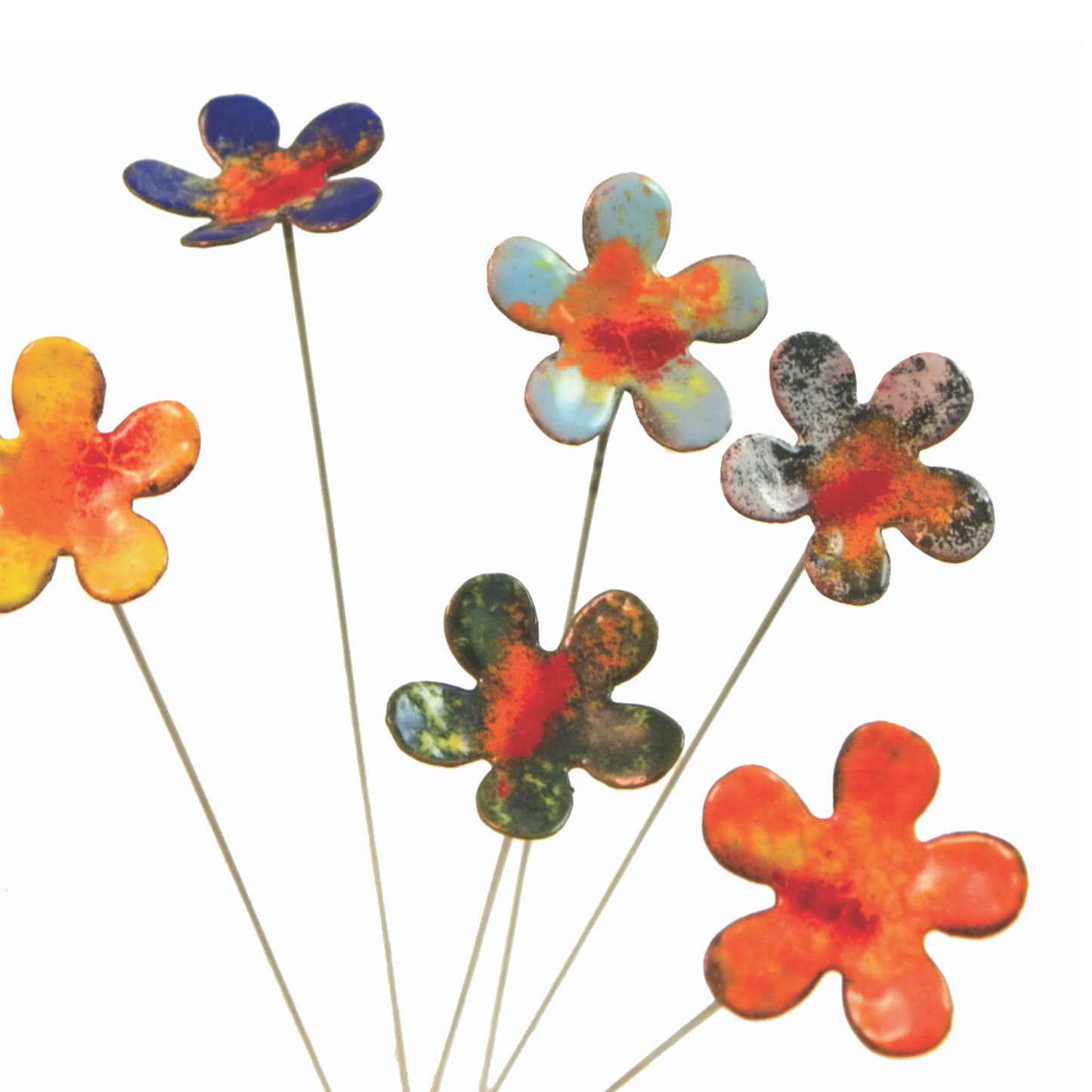 Small Copper Enamel Flowers