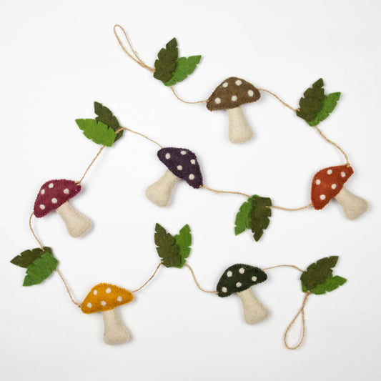 Felt Multi-Color Spotted Mushroom Garland